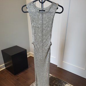 Missguided metallic gold mesh tank maxi dress